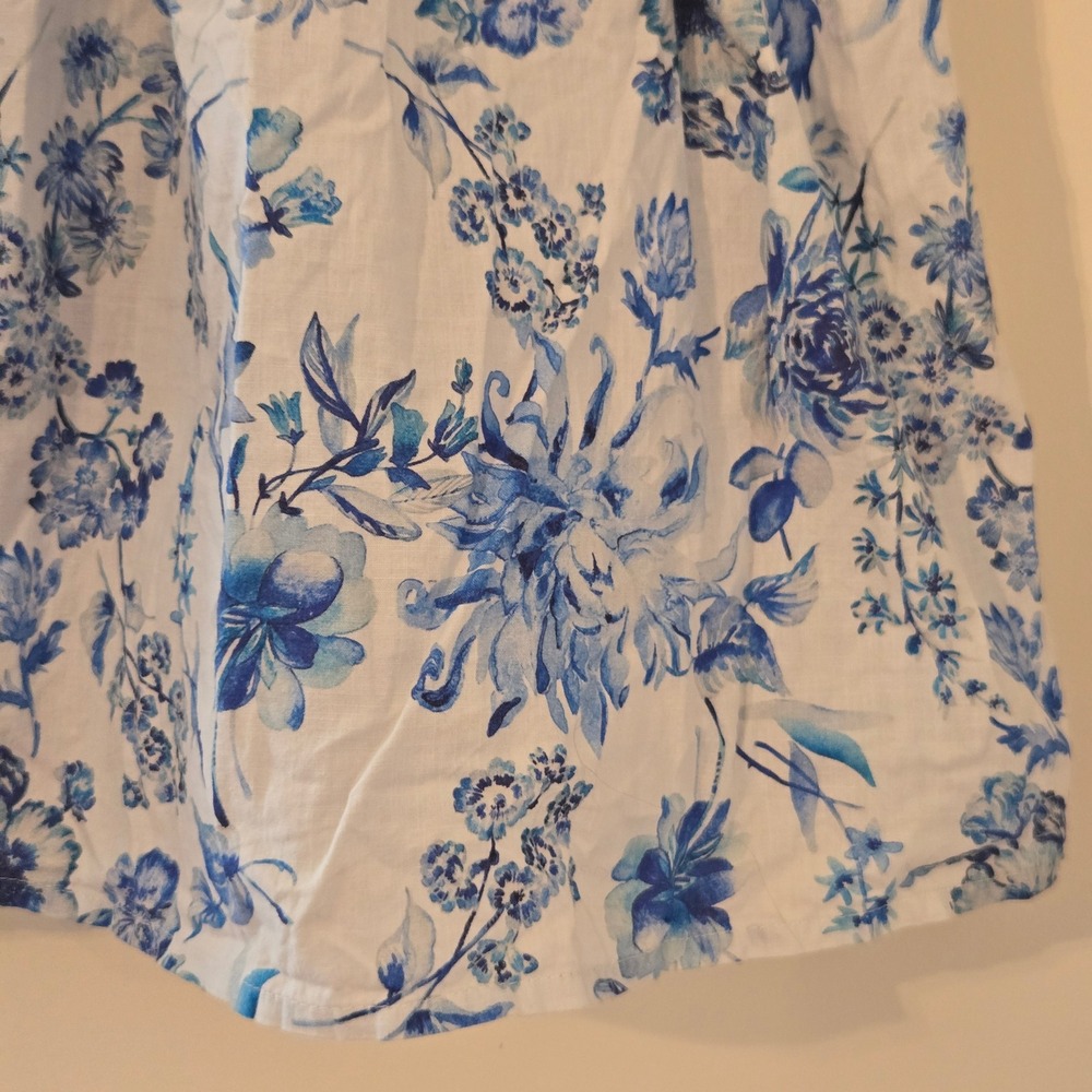 Next Girls Blue White Floral Puff Sleeve Cotton Dress Cutout Back 4Y 104cm‎ - Picture 5 of 8